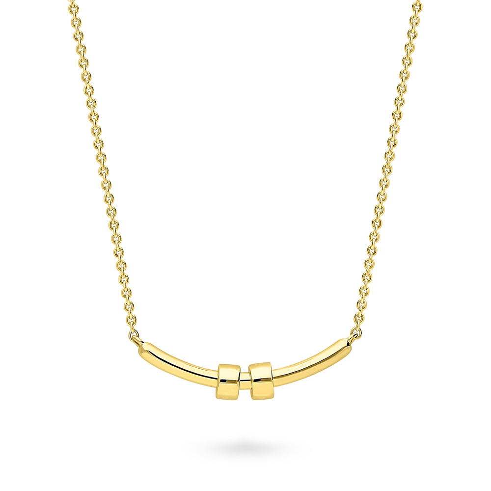 Front view of Bar Pendant Necklace in Gold Flashed Sterling Silver, 3 of 6