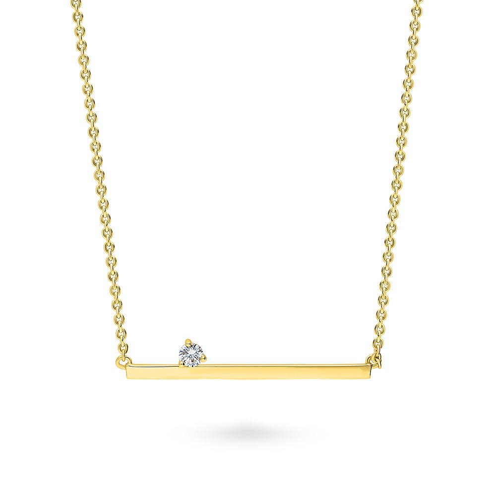 Front view of Bar CZ Pendant Necklace in Gold Flashed Sterling Silver