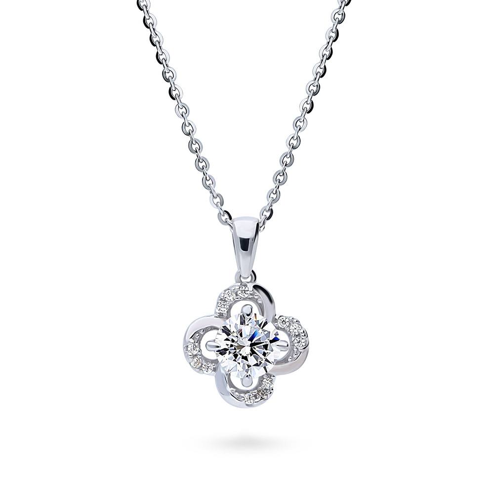 Flower CZ Pendant Necklace in Sterling Silver, 1 of 7
