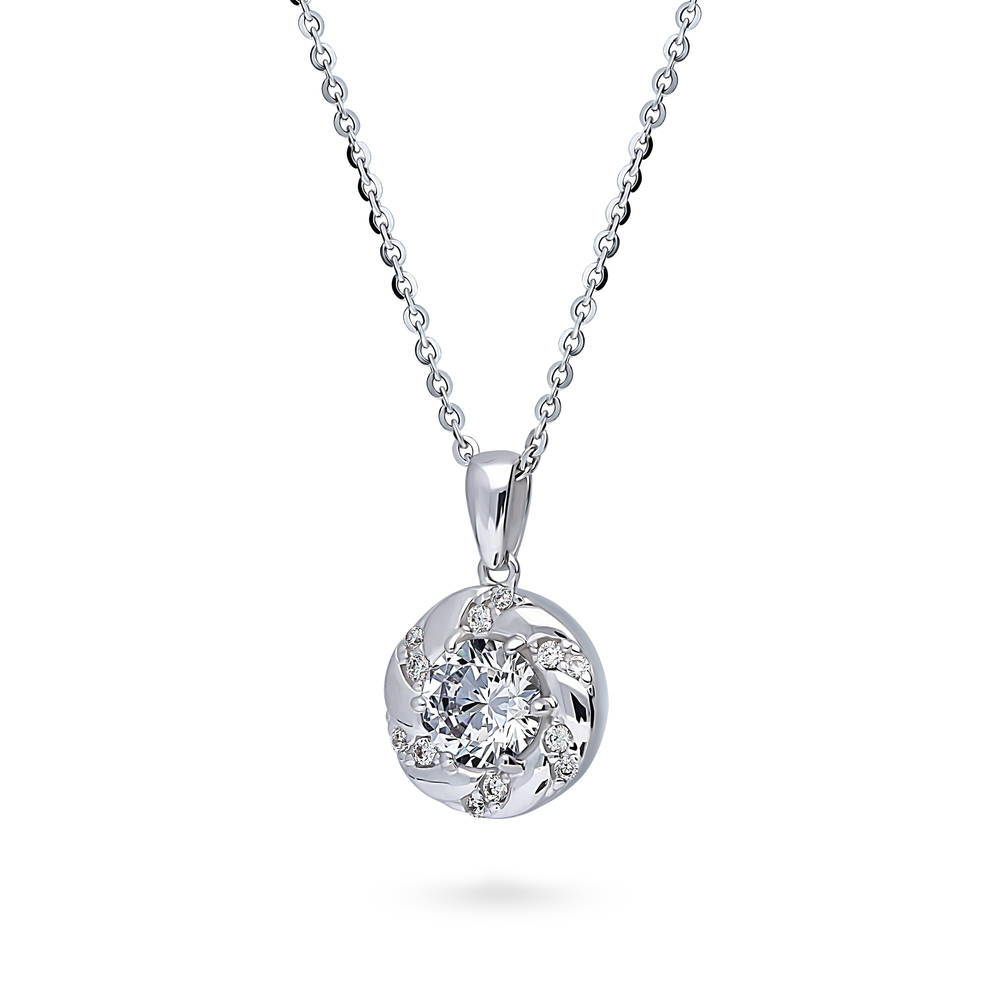 Wreath Woven CZ Pendant Necklace in Sterling Silver, 4 of 6