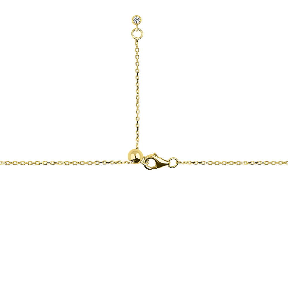 Side view of Bar CZ Pendant Necklace in Gold Flashed Sterling Silver, 6 of 8