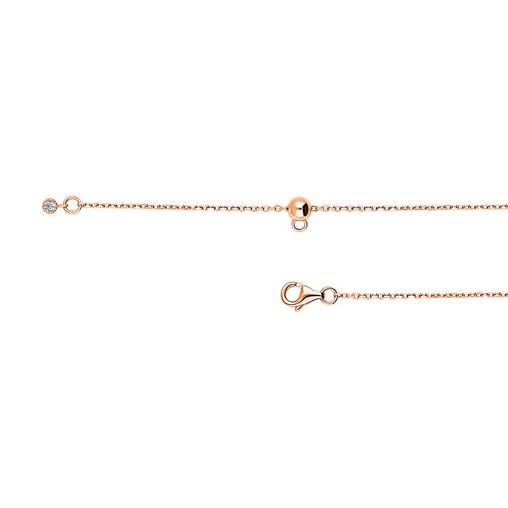 Angle view of Bar CZ Pendant Necklace in Rose Gold Flashed Sterling Silver