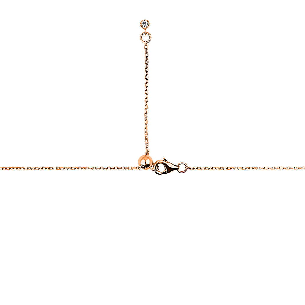 Side view of Bar CZ Pendant Necklace in Rose Gold Flashed Sterling Silver