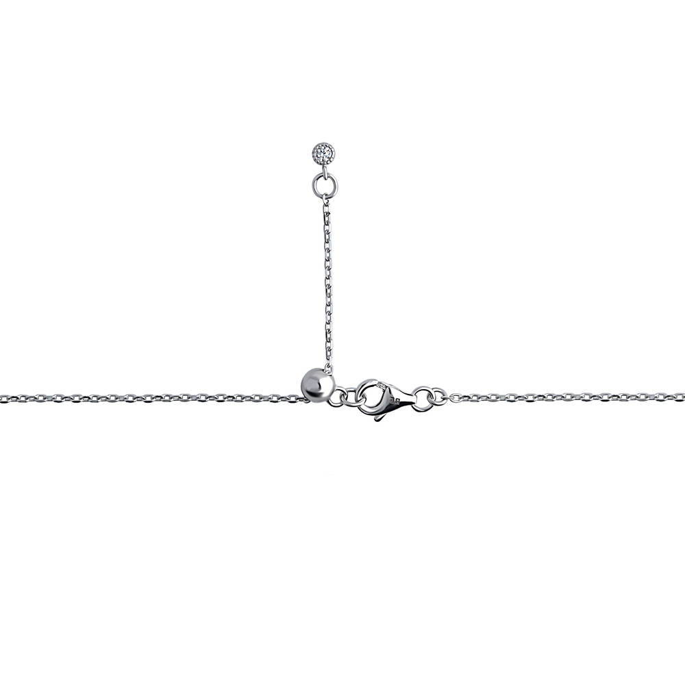 Angle view of Flower CZ Station Necklace in Sterling Silver