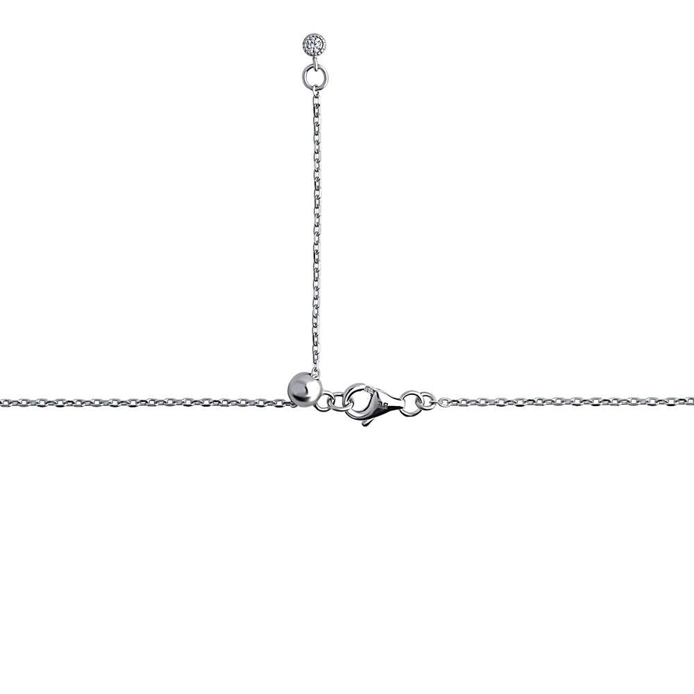 Alternate view of Flower CZ Station Necklace in Sterling Silver, 5 of 8