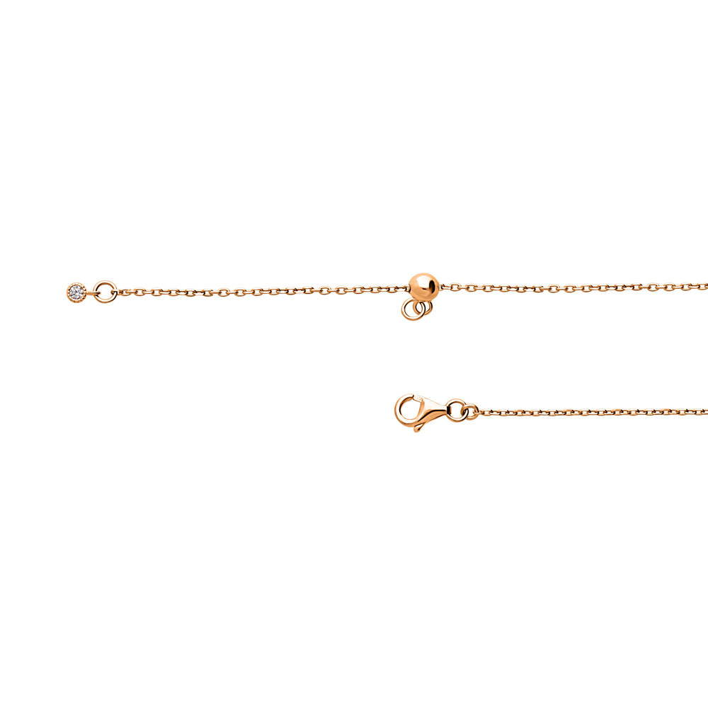 Front view of Flower CZ Station Necklace in Rose Gold Flashed Sterling Silver