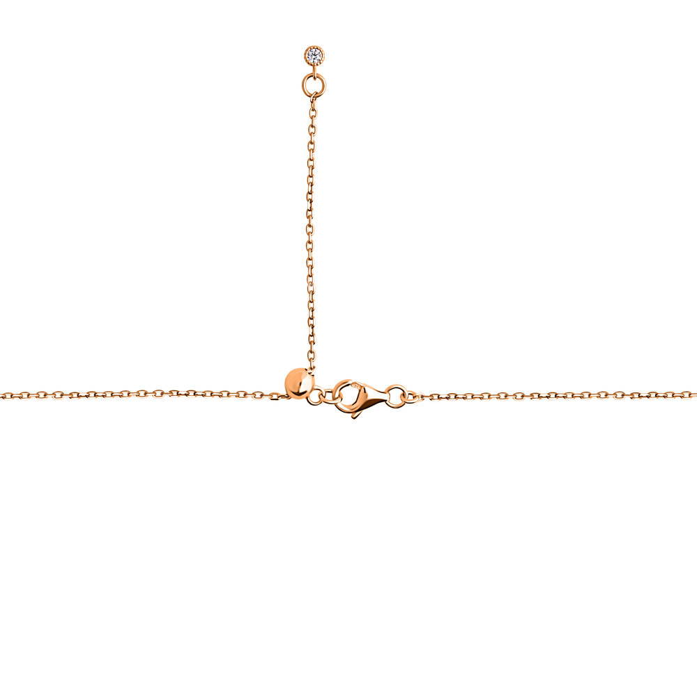 Alternate view of Flower CZ Station Necklace in Rose Gold Flashed Sterling Silver