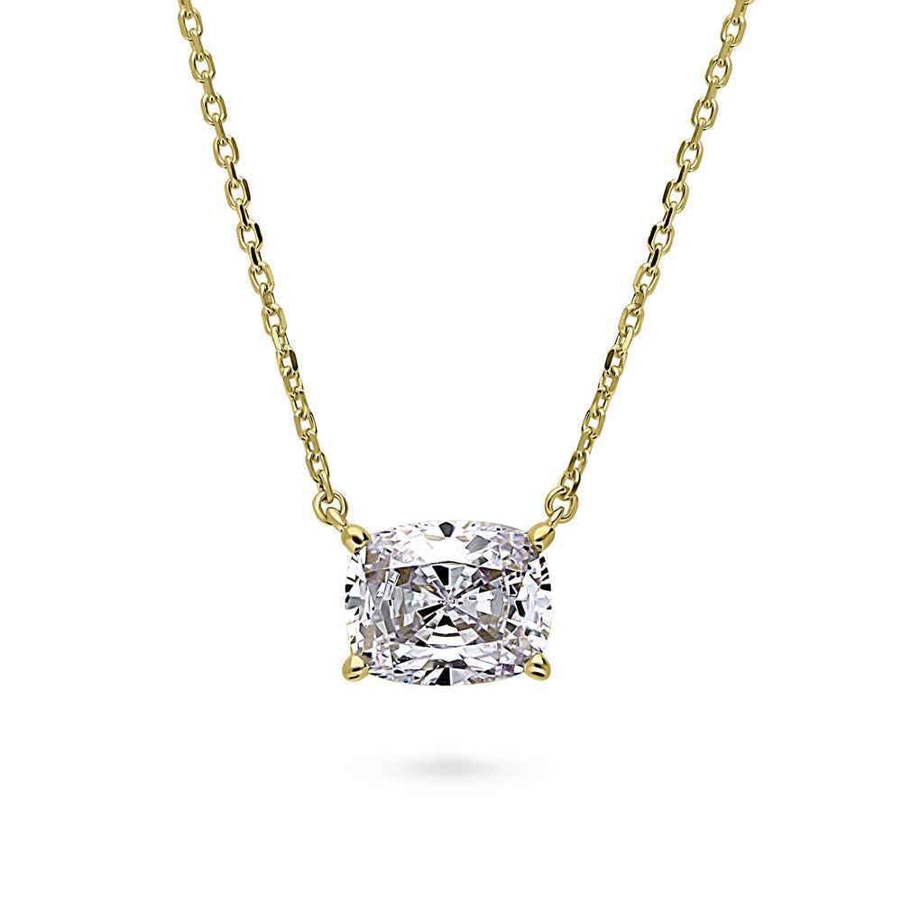 Solitaire East-West 3.5ct Radiant CZ Necklace in Sterling Silver