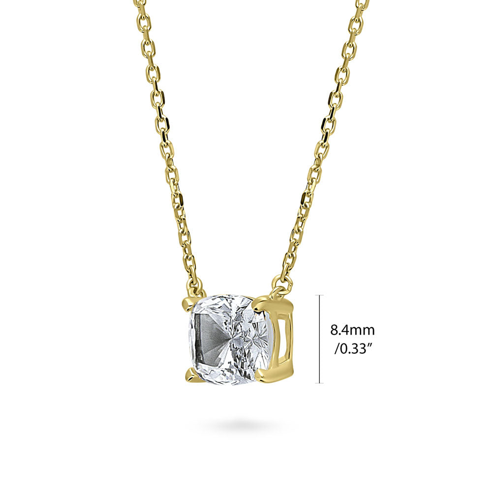 Front view of Solitaire East-West 3.5ct Radiant CZ Necklace in Sterling Silver