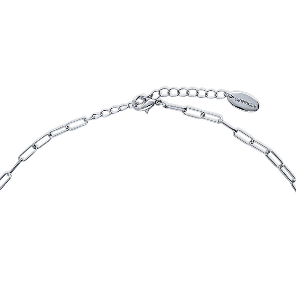 Front view of Paperclip Disc Chain Necklace in Silver-Tone, 2 Piece, 9 of 15