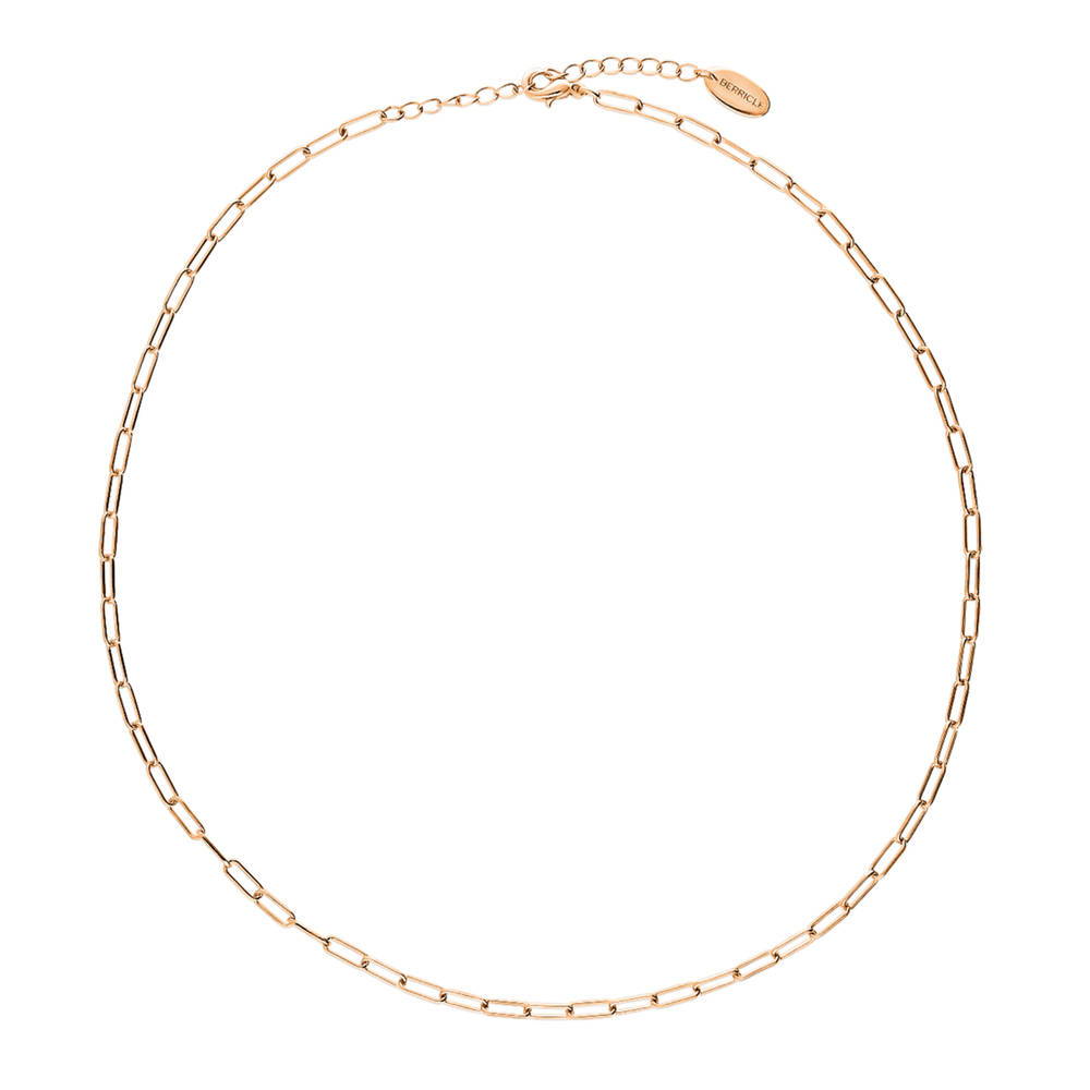 Paperclip Disc Chain Necklace in Rose Gold Flashed Base Metal, 2 Piece