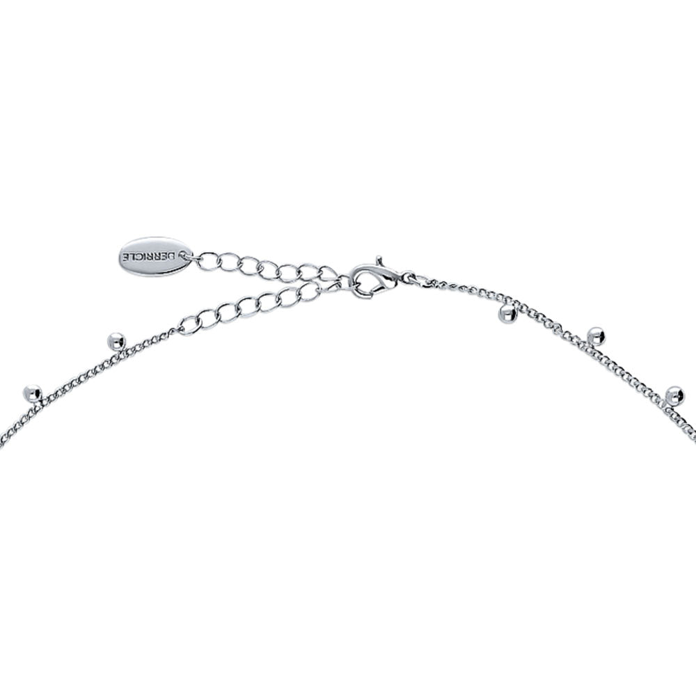 Front view of Paperclip Bead Chain Necklace in Silver-Tone, 2 Piece