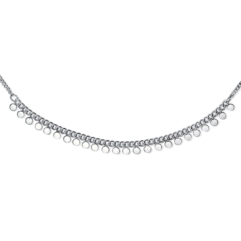 Front view of Paperclip Disc Chain Necklace in Silver-Tone, 2 Piece, 12 of 15