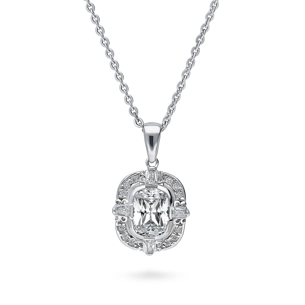 Art Deco CZ Necklace and Earrings Set in Sterling Silver, 5 of 9
