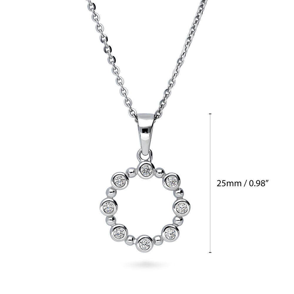 Bubble Open Circle CZ Pendant Necklace in Sterling Silver