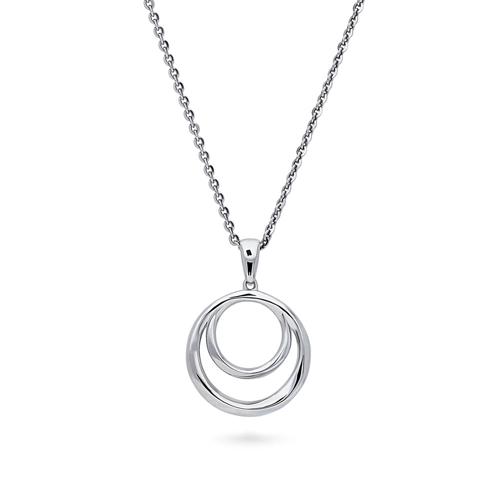 Open Circle Pendant Necklace in Sterling Silver, 1 of 7