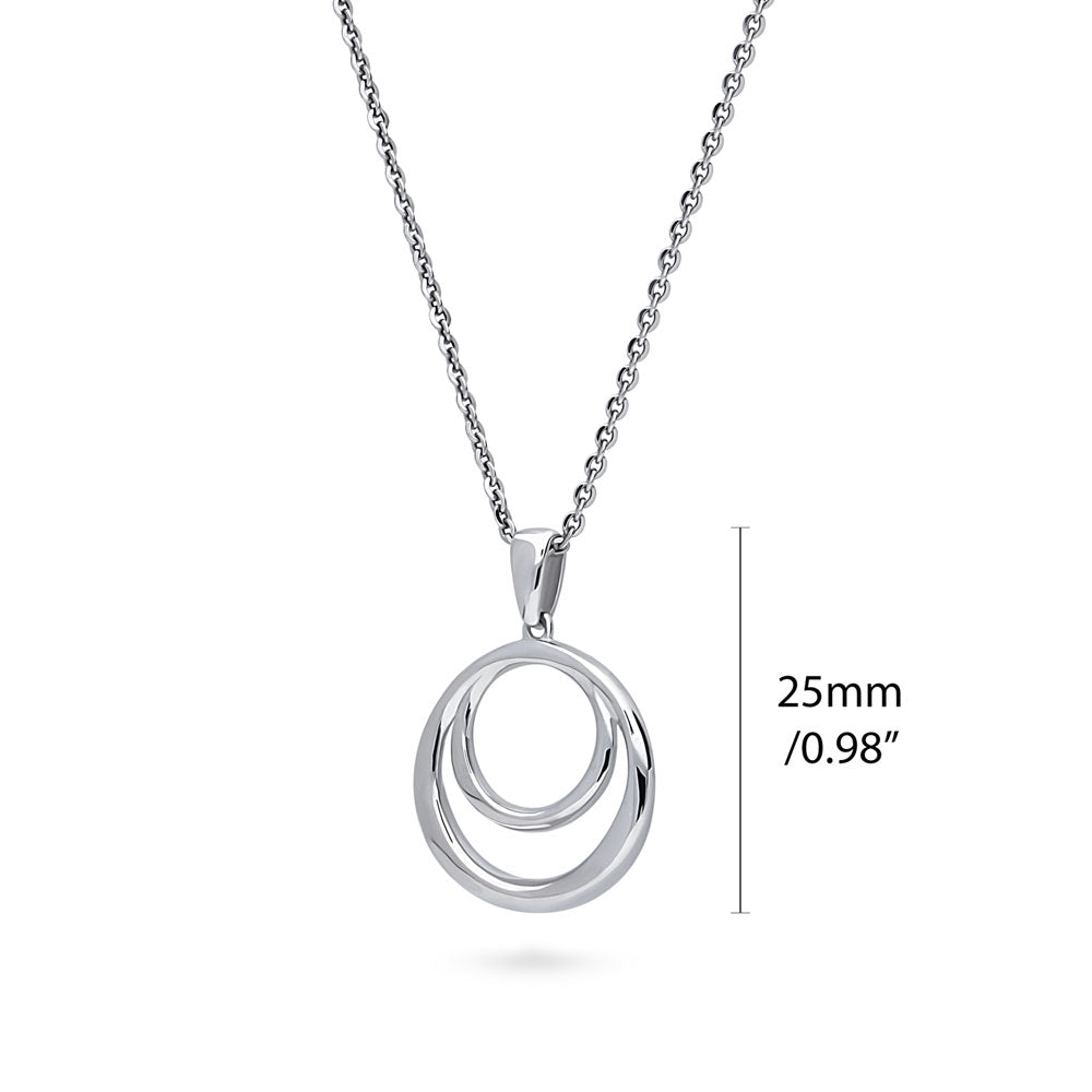 Open Circle Necklace and Earrings in Sterling Silver