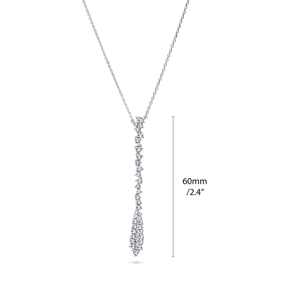 Front view of Cluster Teardrop CZ Pendant Necklace in Sterling Silver, 3 of 5