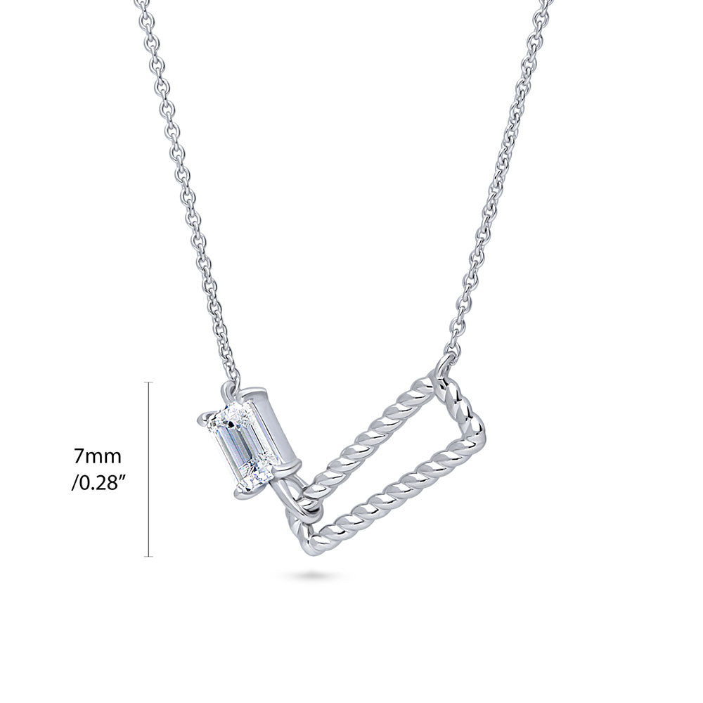 Cable Trapezoid CZ Necklace in Sterling Silver