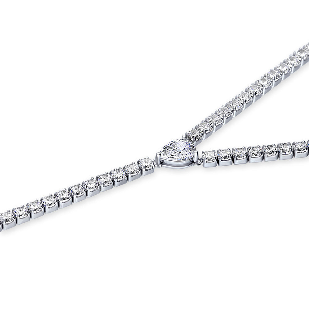 Angle view of CZ Lariat Necklace in Sterling Silver