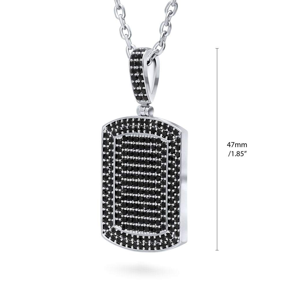 Front view of Dog Tag CZ Pendant Necklace