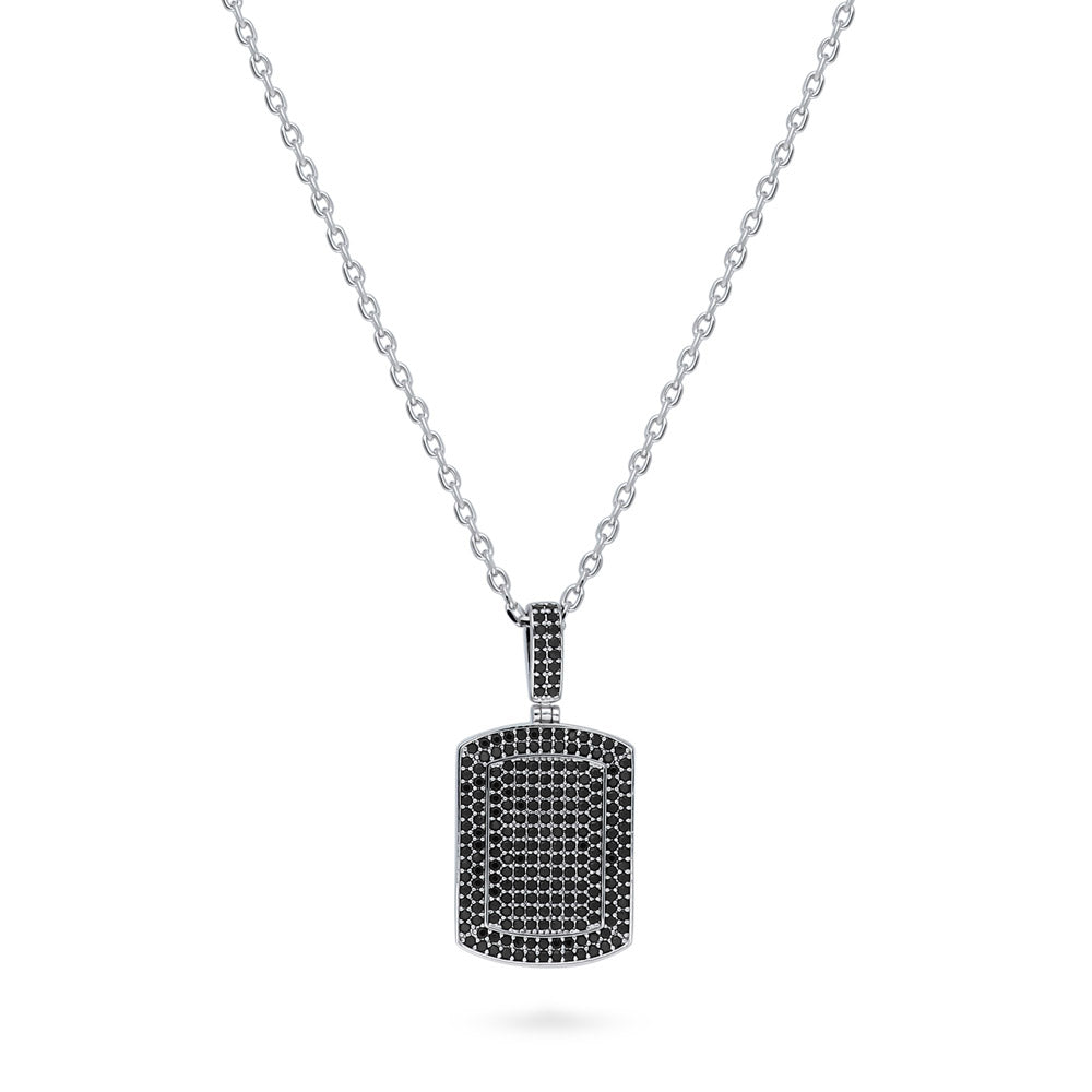 Angle view of Dog Tag CZ Pendant Necklace