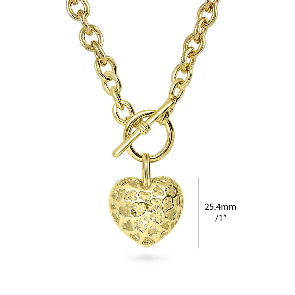 Alternate view of Heart Toggle Pendant Necklace in Gold-Tone