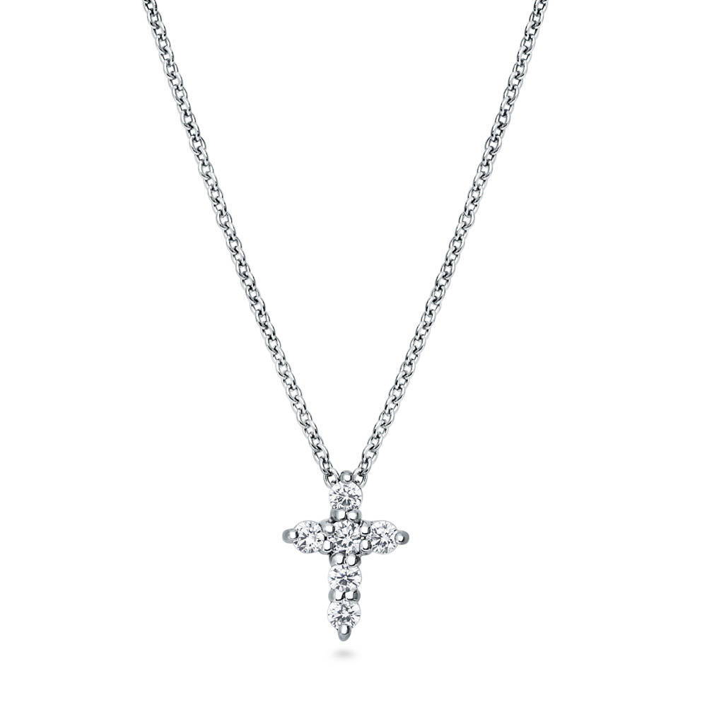 Cross CZ Necklace and Earrings Set in Sterling Silver, 5 of 15