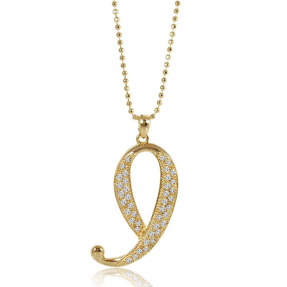 Initial Letter Pendant Necklace Gold-Tone, I