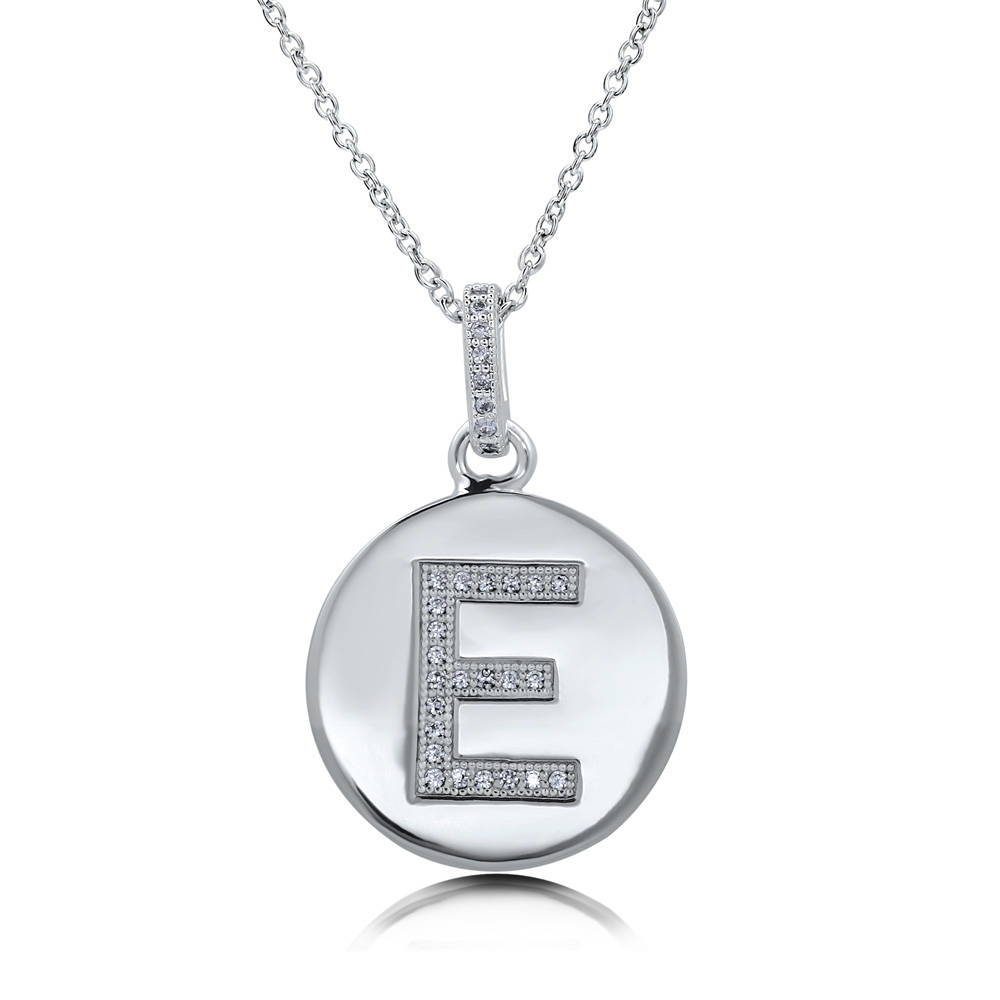 Initial Letter CZ Pendant Necklace in Sterling Silver