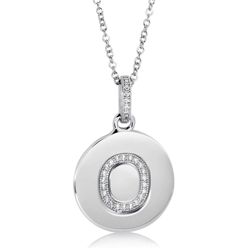 Initial Letter CZ Pendant Necklace in Sterling Silver