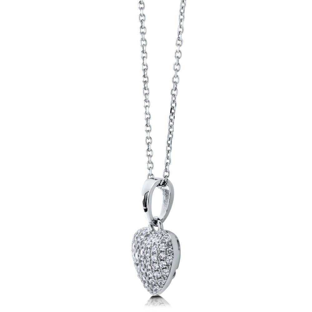 Heart CZ Pendant Necklace in Sterling Silver