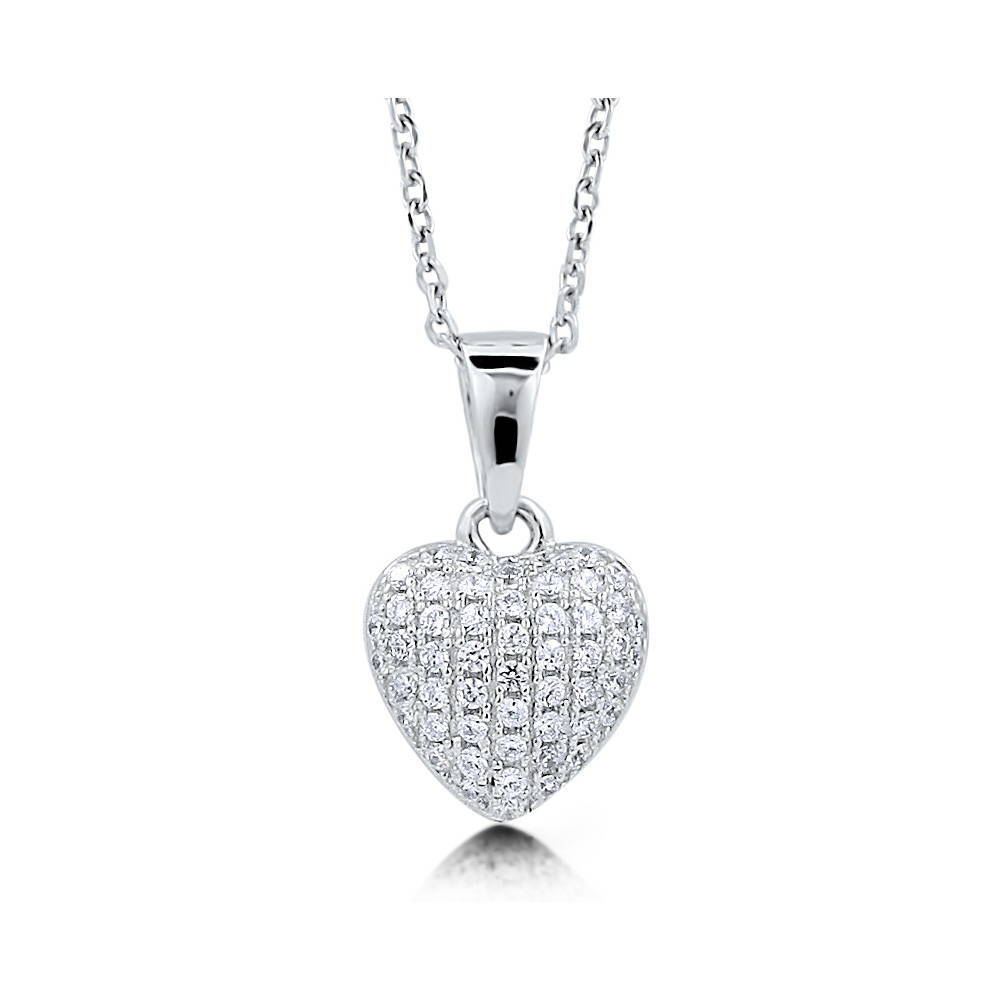 Heart CZ Pendant Necklace in Sterling Silver