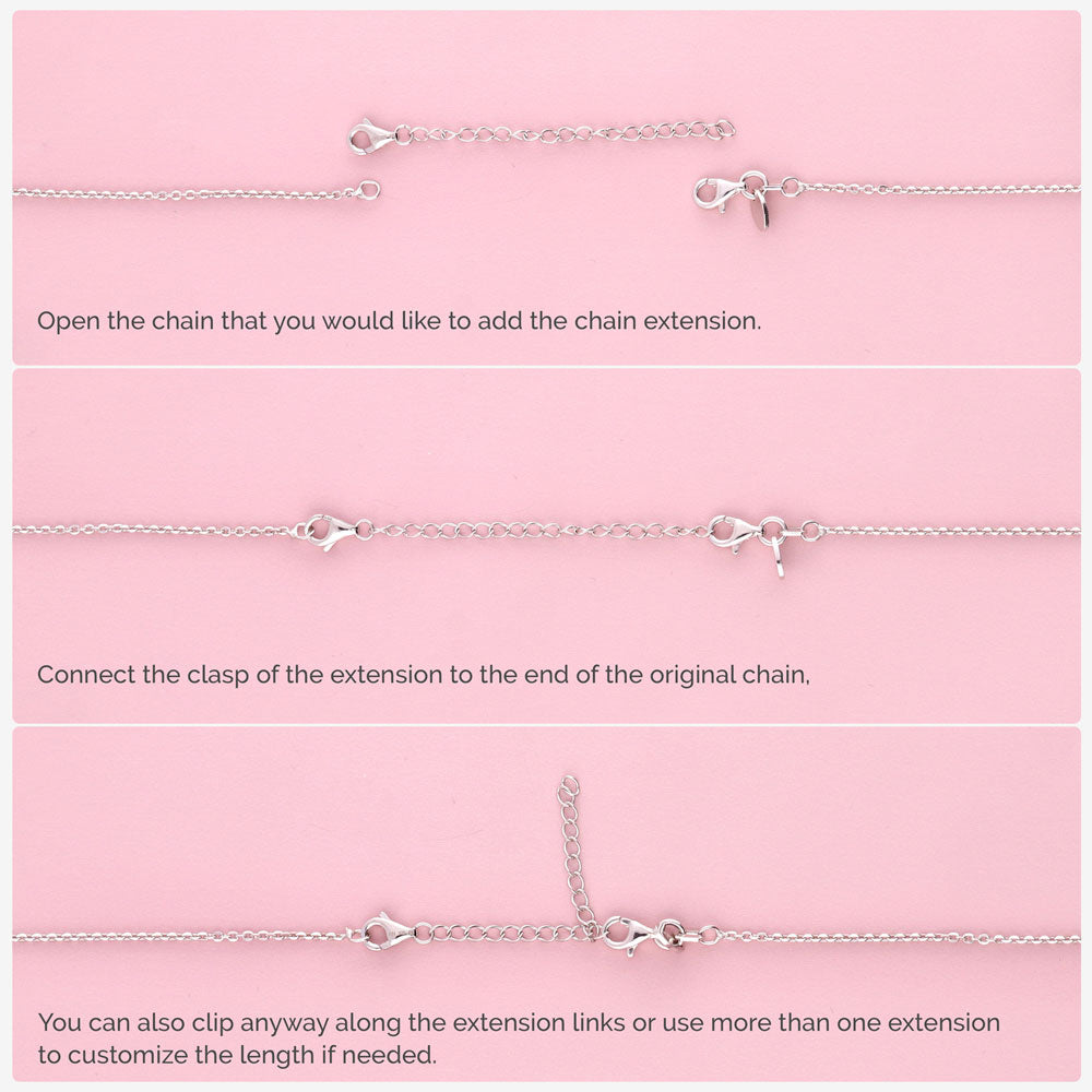 Angle view of Chain Extension in Sterling Silver, 3 Piece