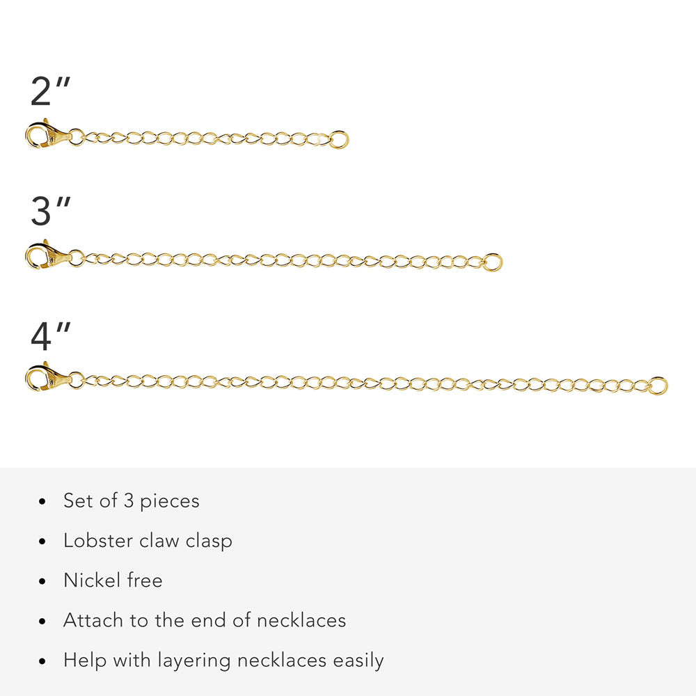 Chain Extension in Gold Flashed Sterling Silver, 3 Piece