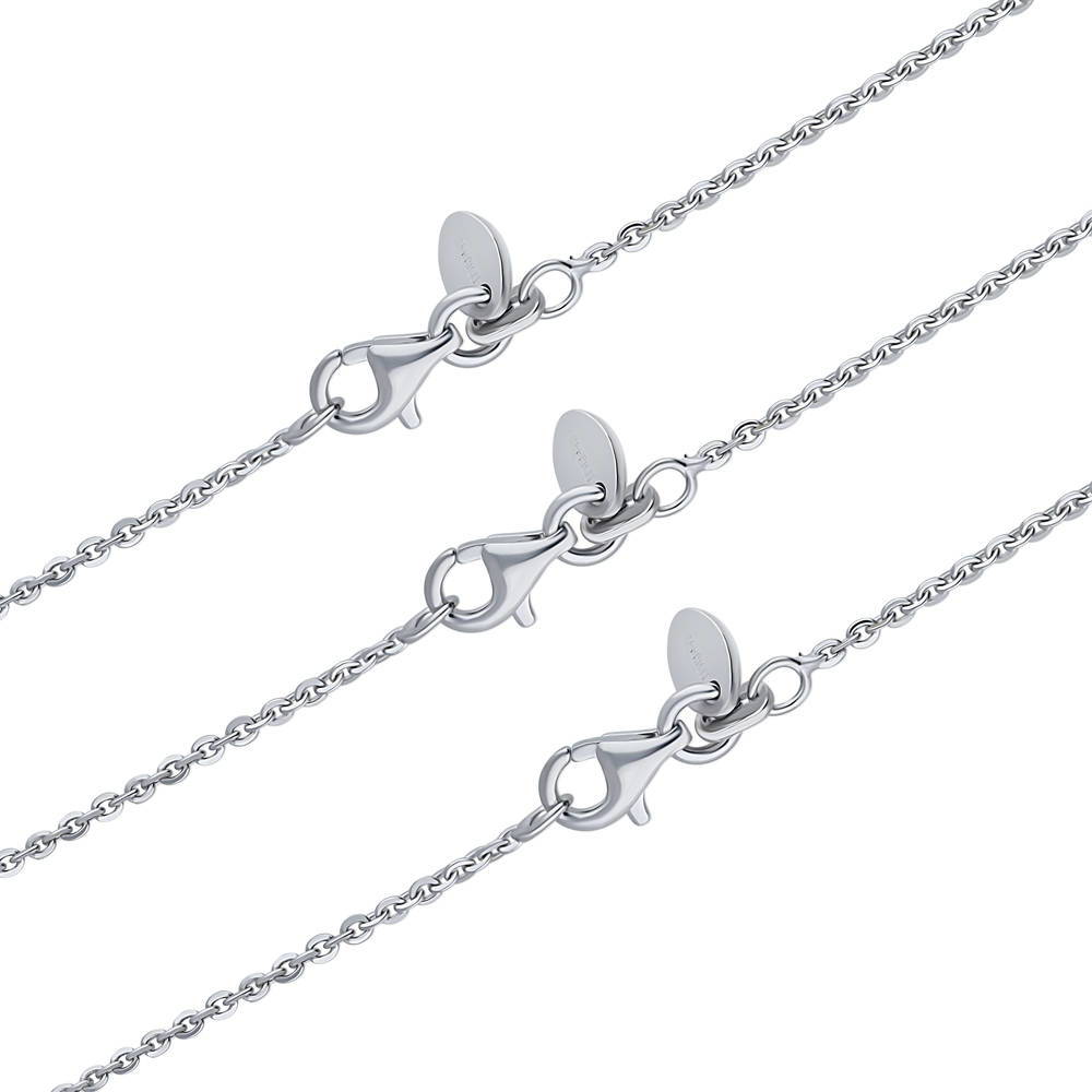 Front view of Italian Chain Necklace in Sterling Silver, 3 Piece