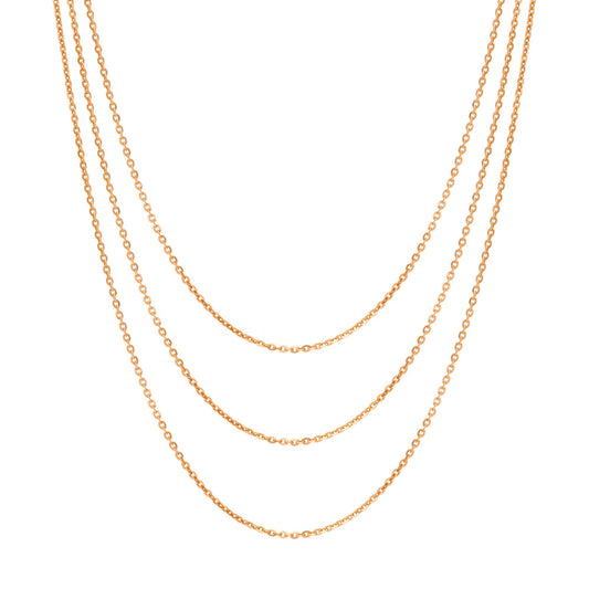 Italian Chain Necklace in Rose Gold Flashed Sterling Silver, 3 Piece