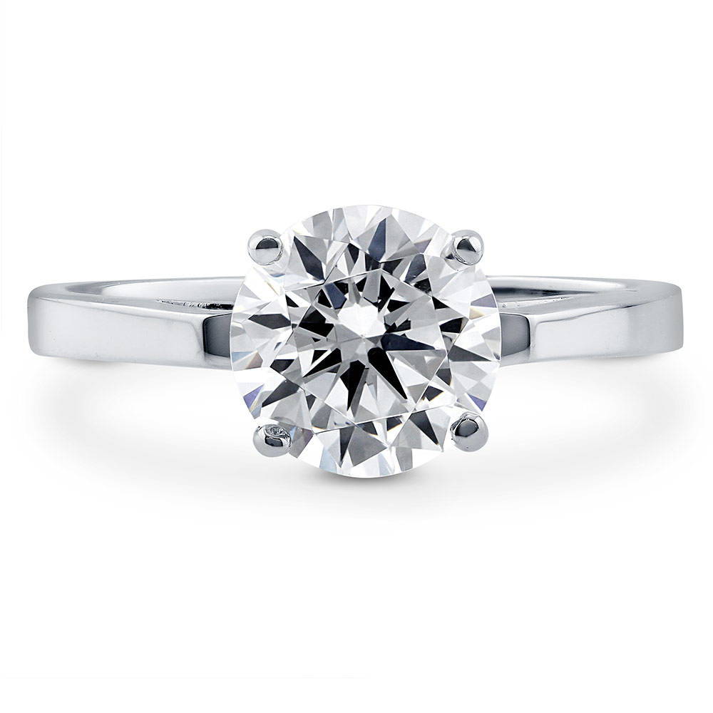 Solitaire 2ct Round CZ Ring in Sterling Silver, 1 of 7