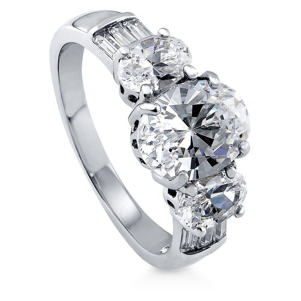 3-Stone Oval CZ Ring in Sterling Silver, 4 of 7