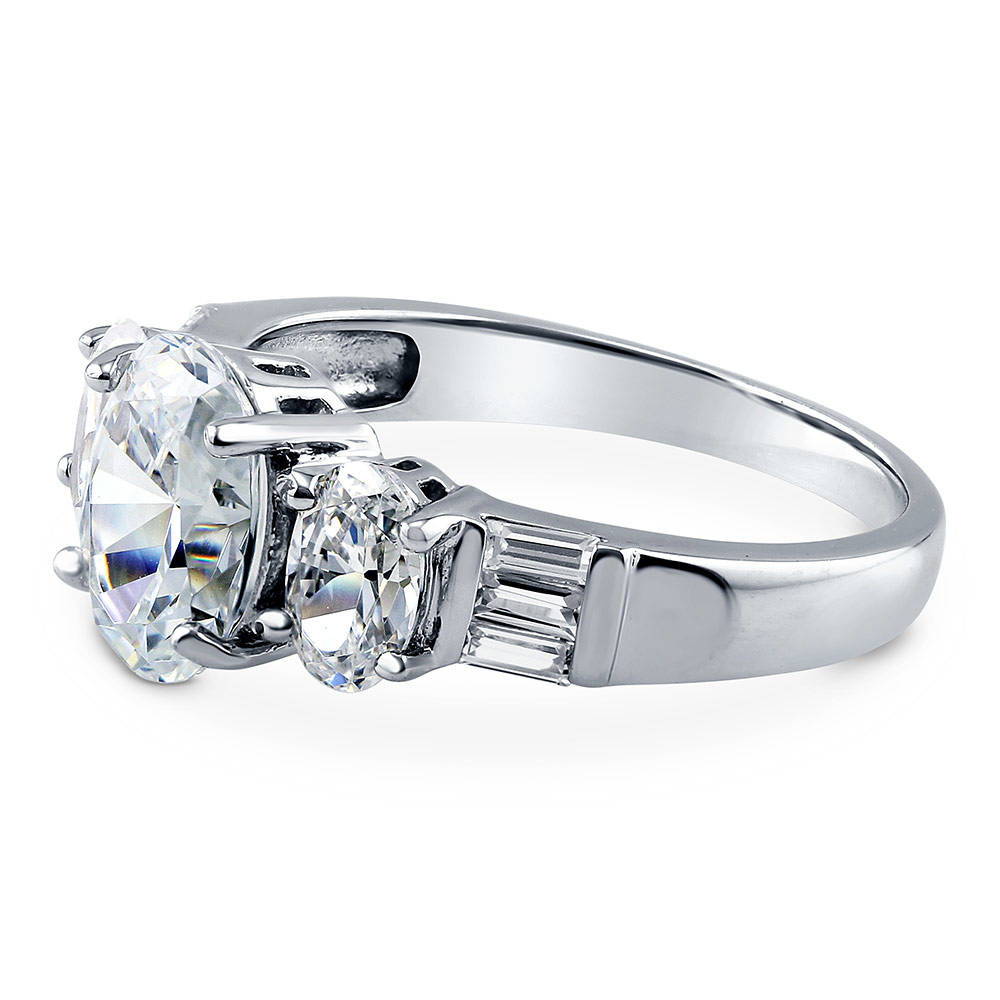 3-Stone Oval CZ Ring in Sterling Silver, 5 of 7