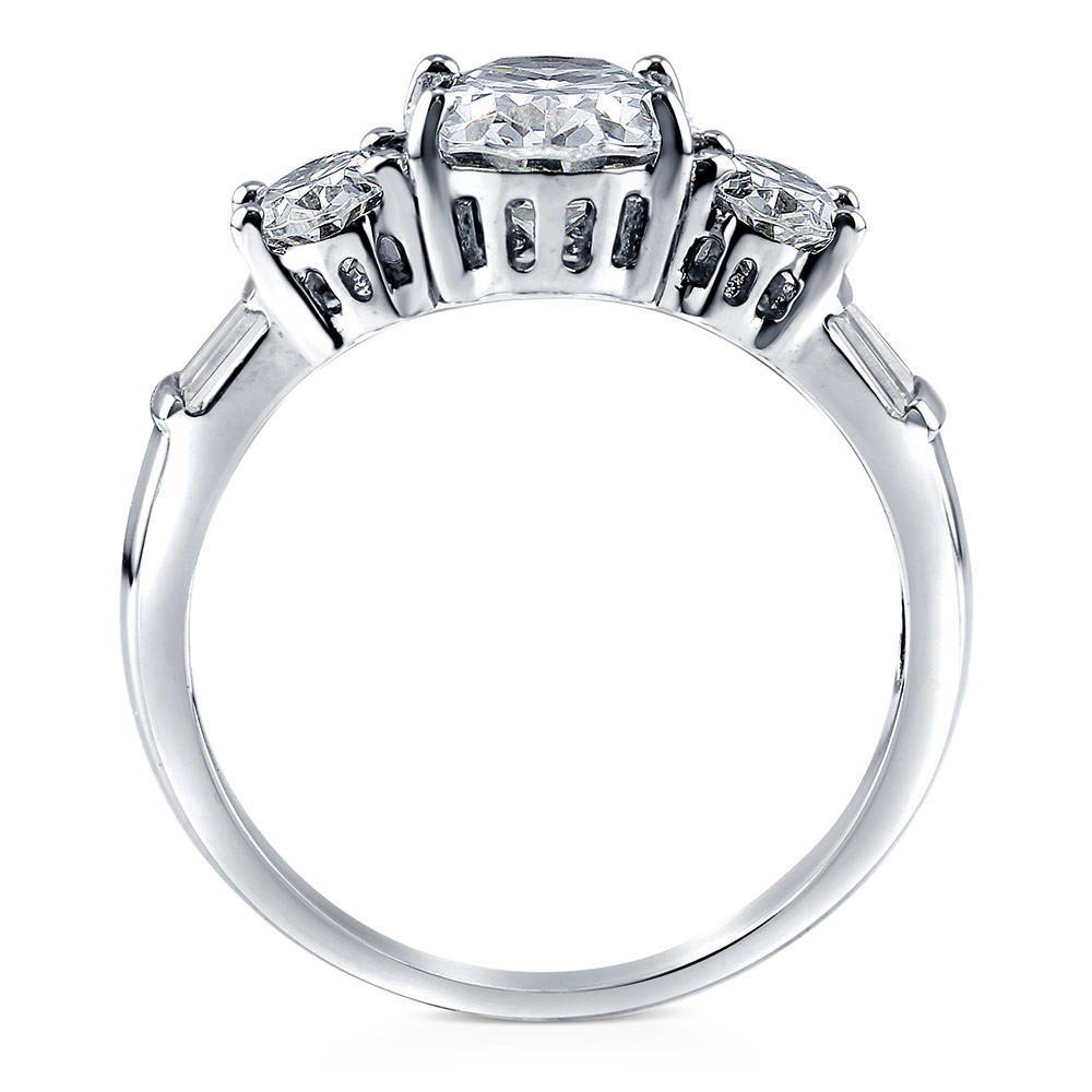 3-Stone Oval CZ Ring in Sterling Silver, 6 of 7