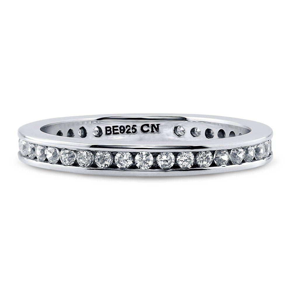 Channel Set CZ Eternity Ring in Sterling Silver, 1 of 5