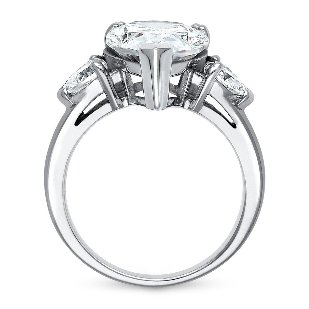 Alternate view of 3-Stone Pear CZ Statement Ring in Sterling Silver