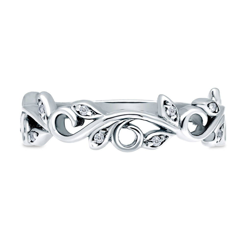 Sterling Silver Leaf Filigree CZ Fashion Ring #R1108-01 – BERRICLE