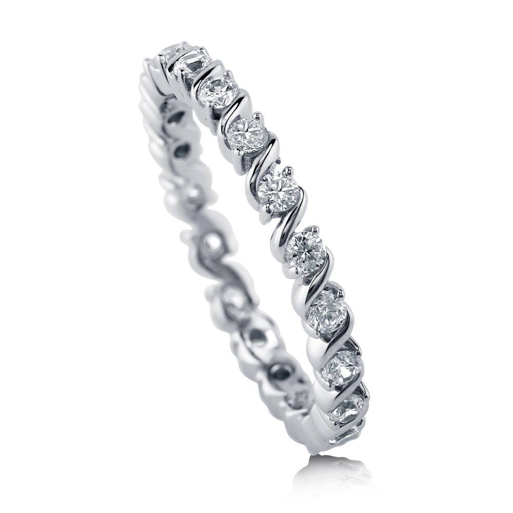 Front view of CZ Eternity Ring in Sterling Silver