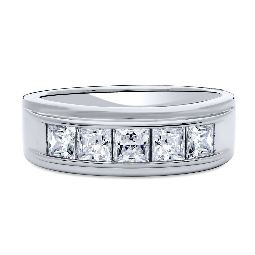 5-Stone Channel Set Princess CZ Half Eternity Ring in Sterling Silver, 1 of 6