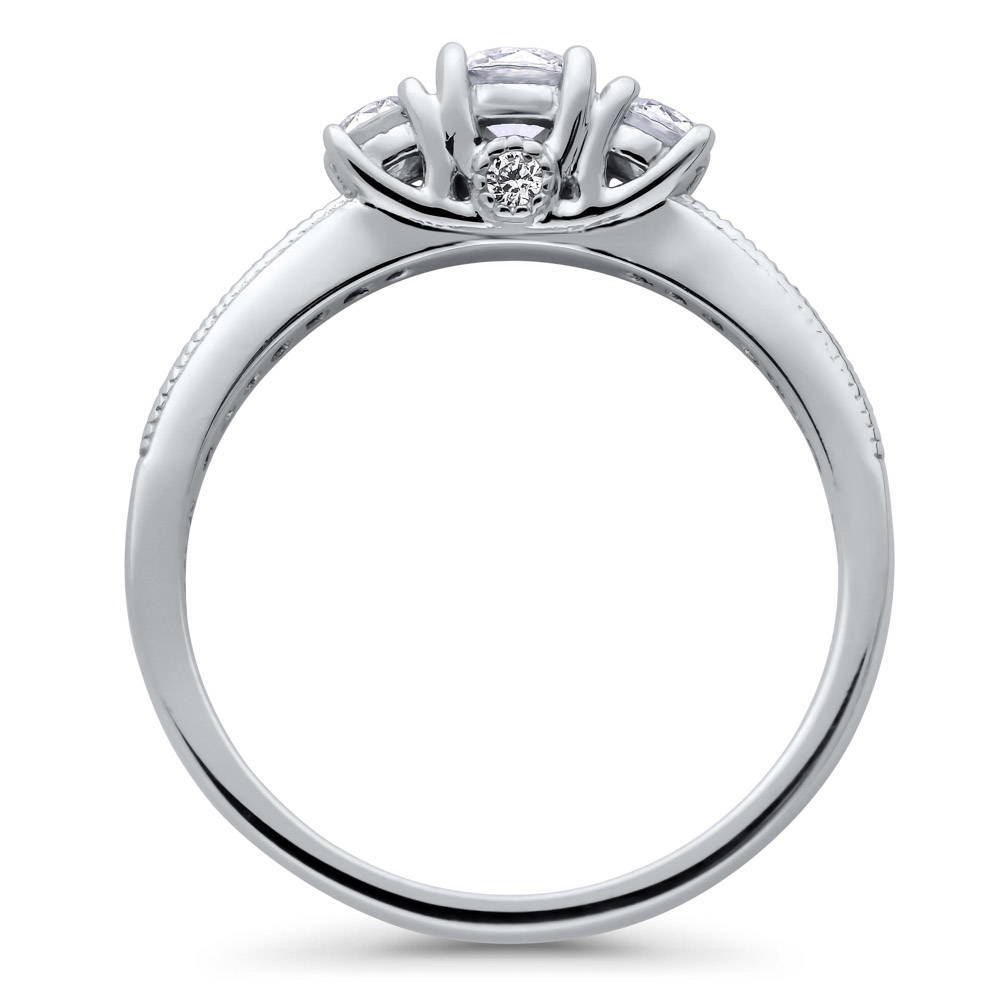 Alternate view of 3-Stone Round CZ Ring in Sterling Silver