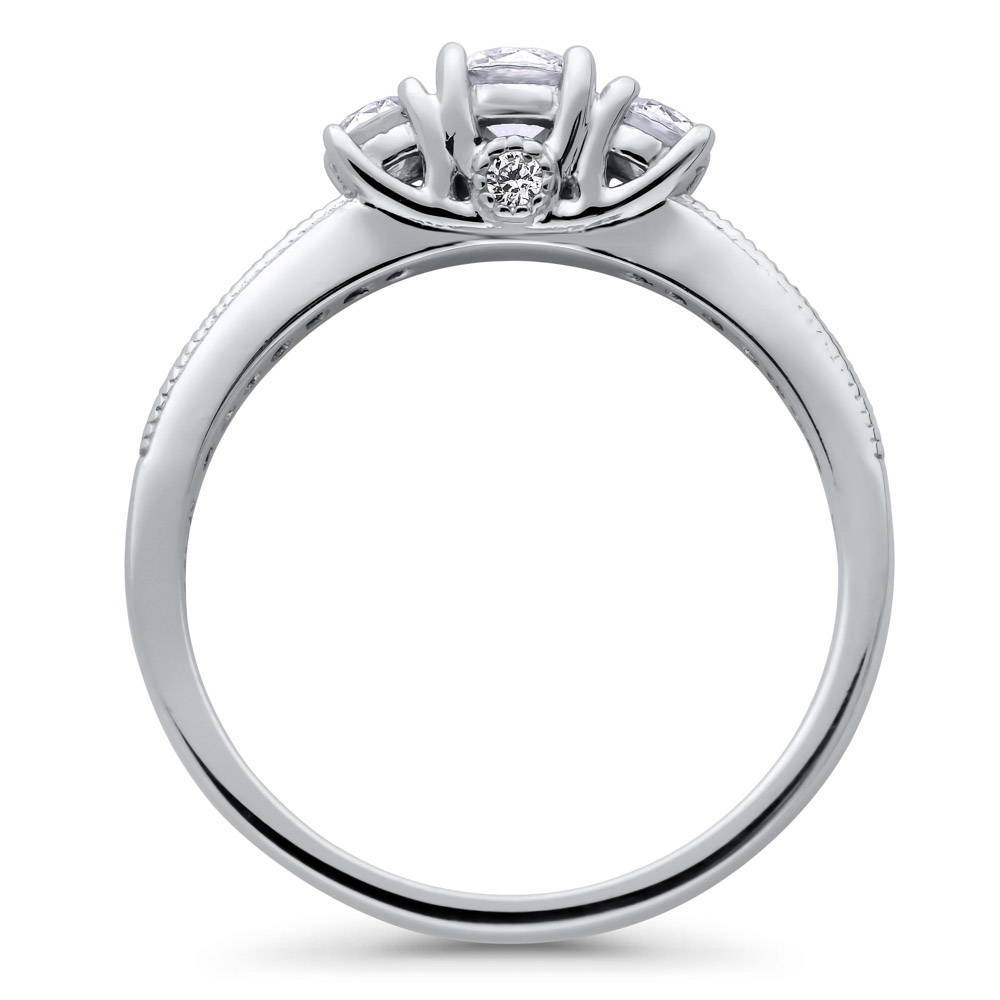 Alternate view of 3-Stone Round CZ Ring in Sterling Silver, 6 of 7