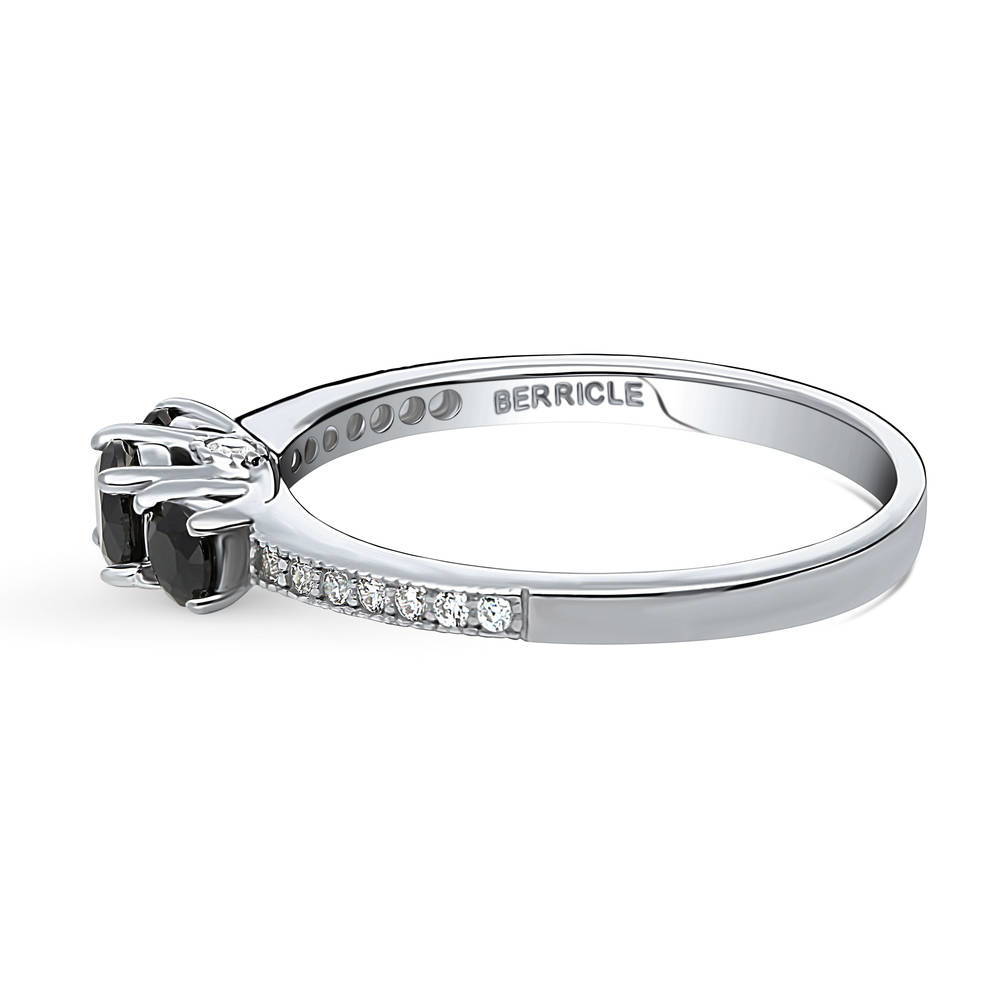 Angle view of 3-Stone Round CZ Ring in Sterling Silver
