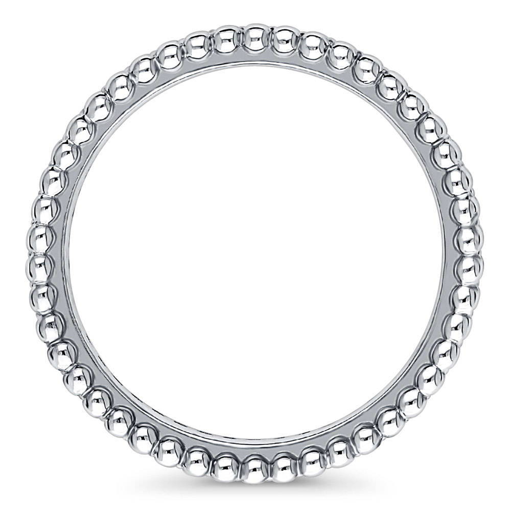 Angle view of Bead Pave Set CZ Eternity Ring in Sterling Silver